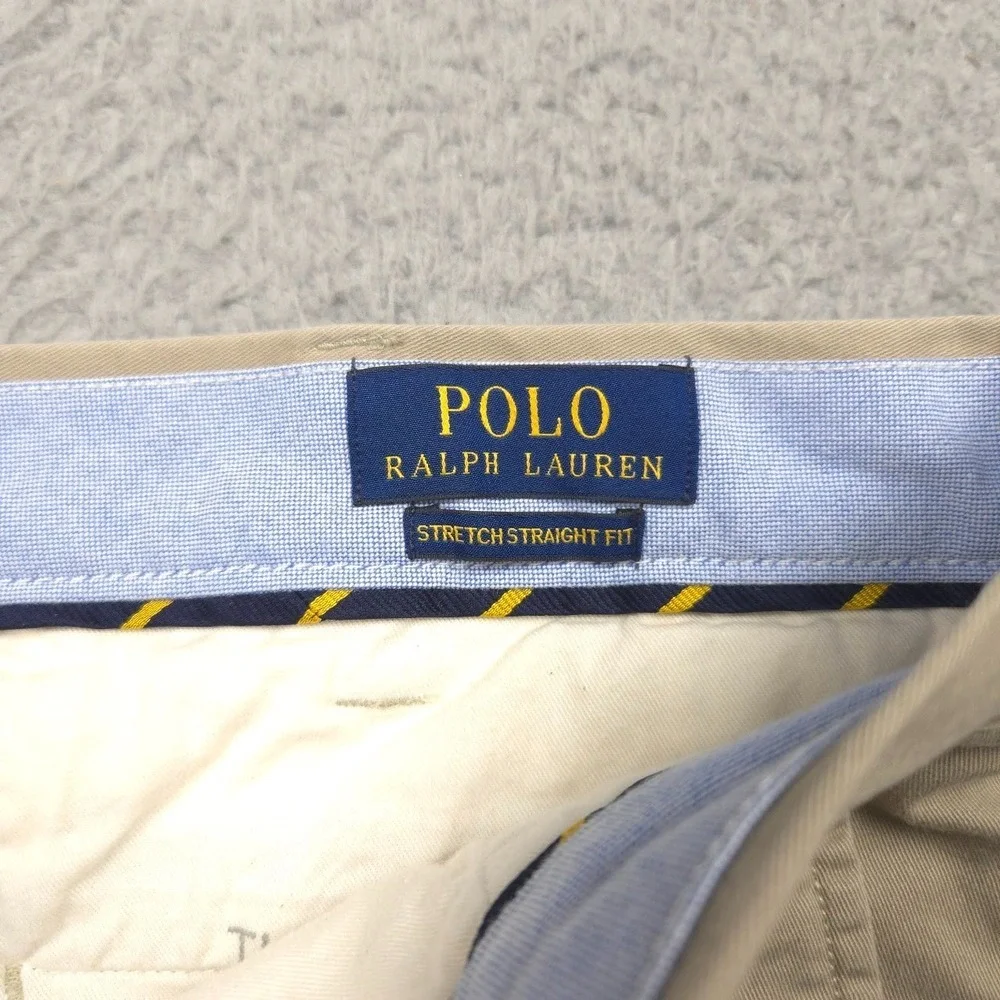 Polo Ralph Lauren Stretch Straight Fit‎ Khaki Chino Pants 36x33 Cotton